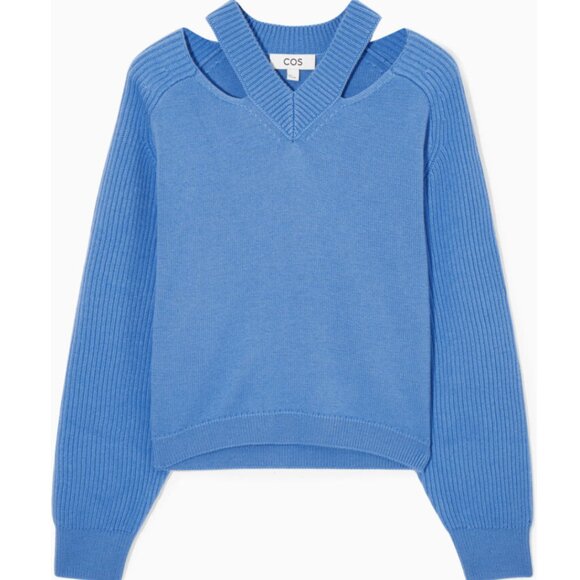 COS Blue V-Neck Sweater - Picture 1 of 6